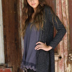 Angie Dark Charcoal Cardigan Hoodie NWT Super Soft